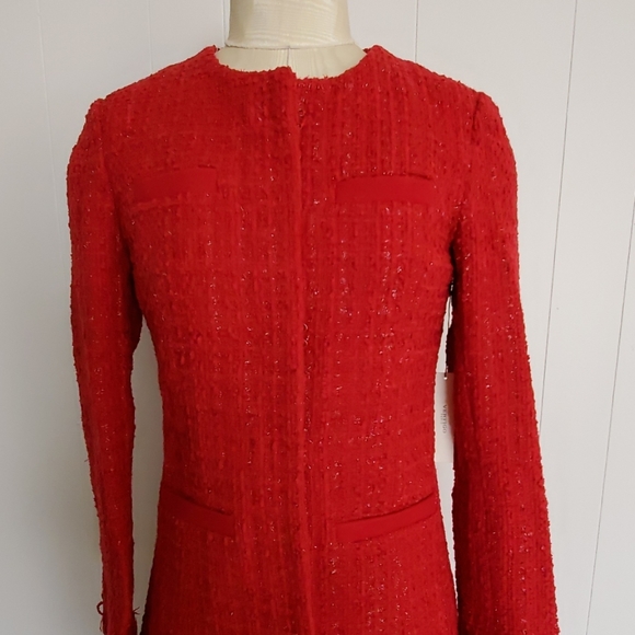 NWT Vertigo Paris Tweed Fringe Cream white Coat size XS $360 - Picture 6 of 8